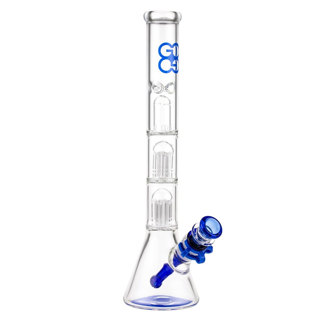 Glasscity Beaker Ice Bong with Double Tree Perc | Blue - Side View 1