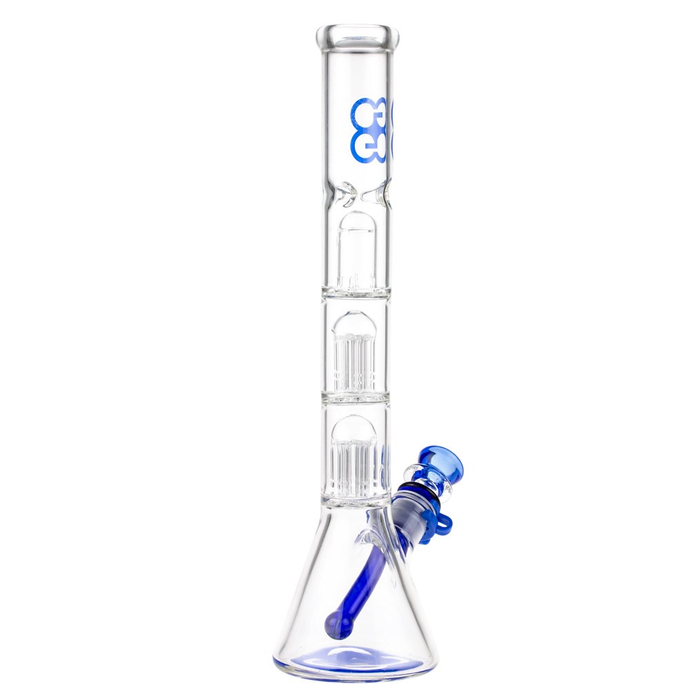 Glasscity Beaker Ice Bong with Double Tree Perc | Blue - Side View 3