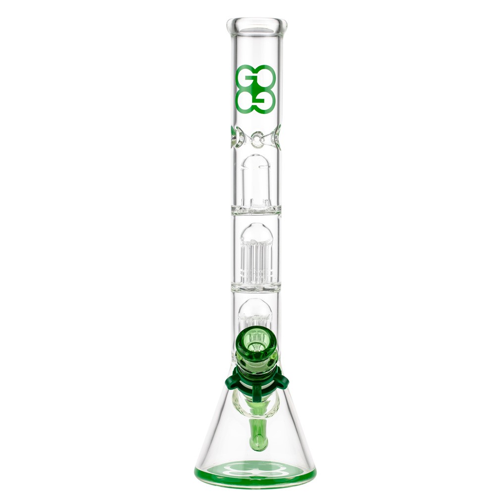 Glasscity Beaker Ice Bong with Double Tree Perc | Green - Front View