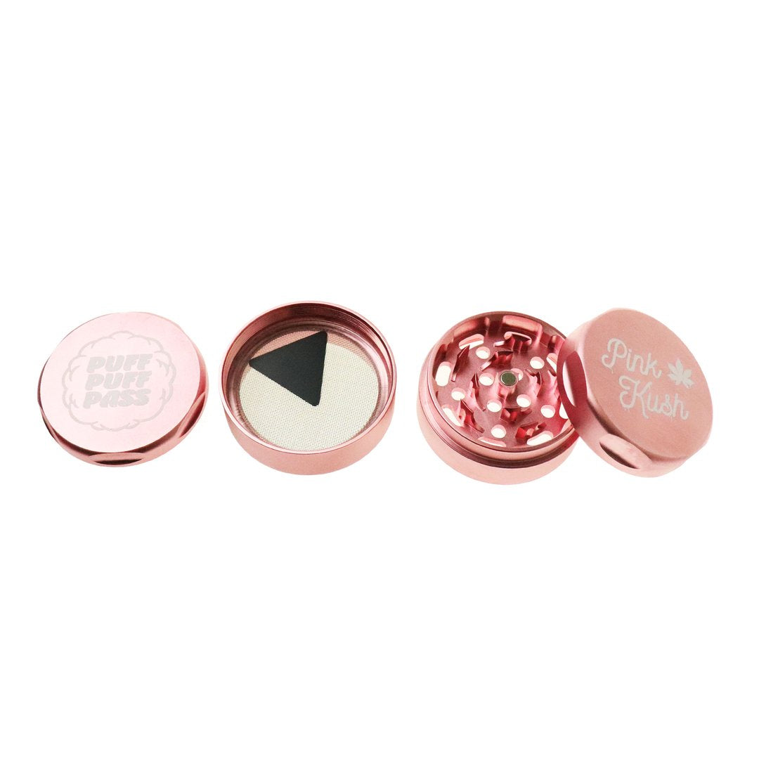 Puff Puff Pass Strains Pink Kush Grinder | Light Pink | All parts 