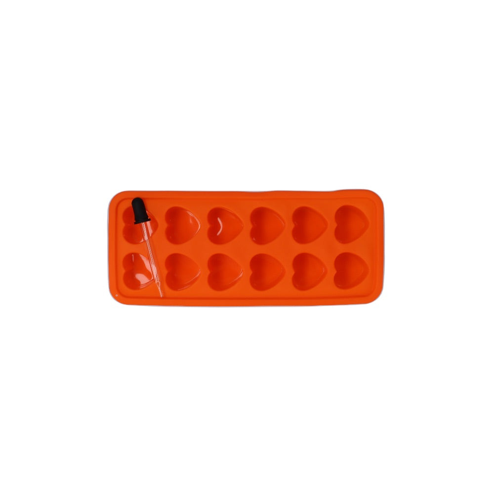 Silicone Heart Ice Cube Tray With Dropper | Orange