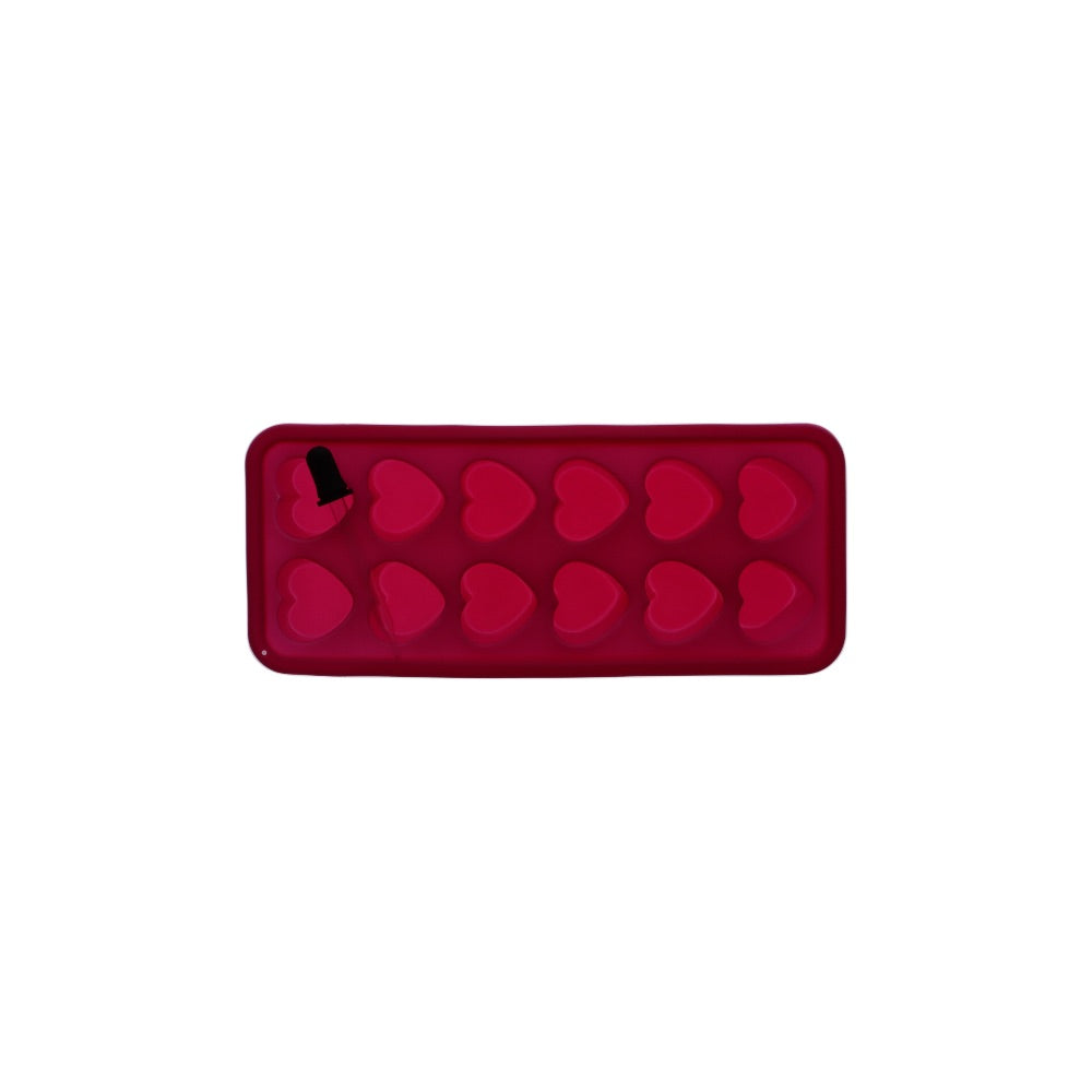 Silicone Heart Ice Cube Tray With Dropper | Dark Red