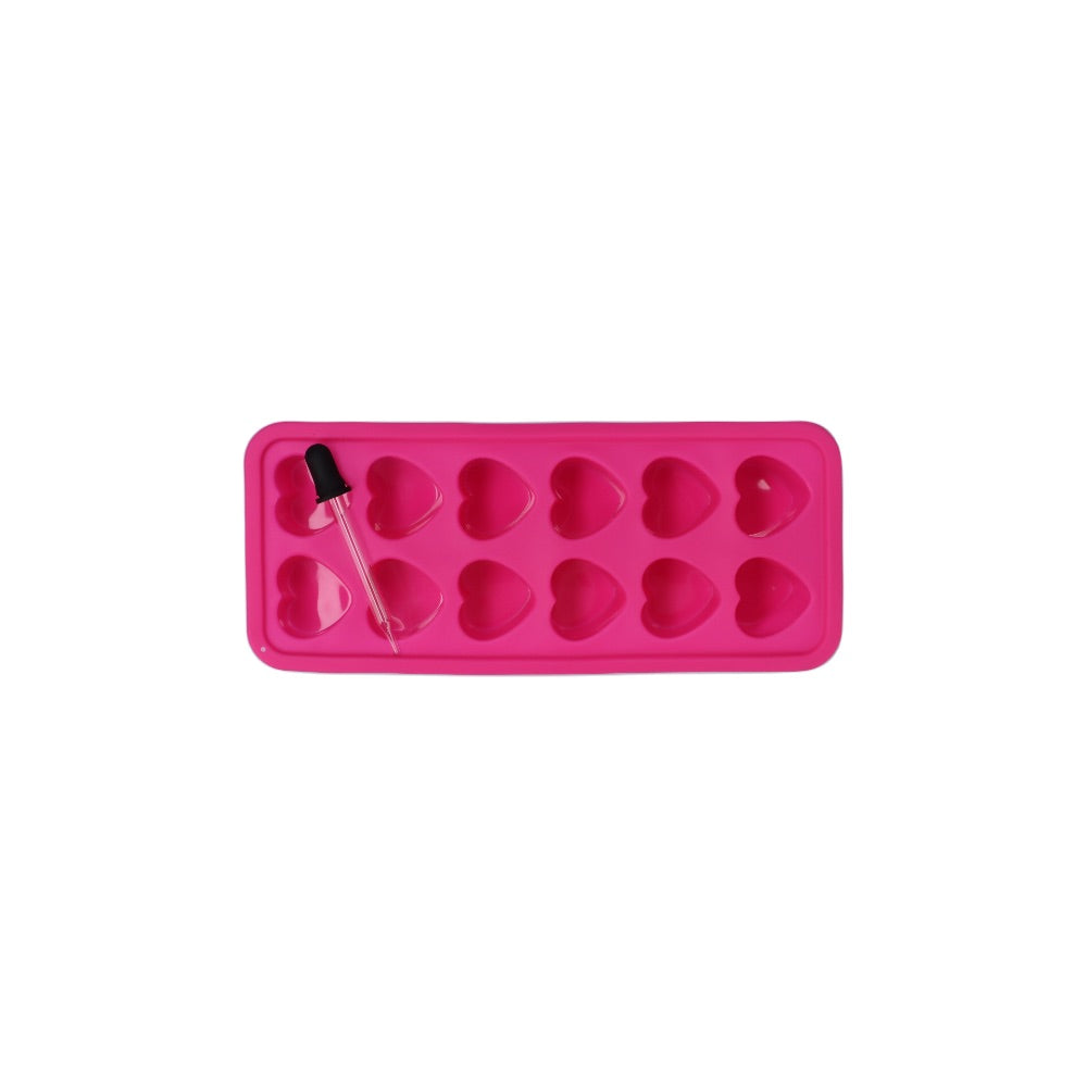 Silicone Heart Ice Cube Tray With Dropper | Pink