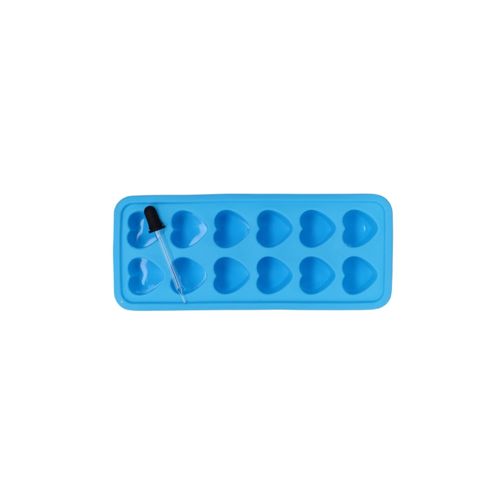 Silicone Heart Ice Cube Tray With Dropper | Light Blue