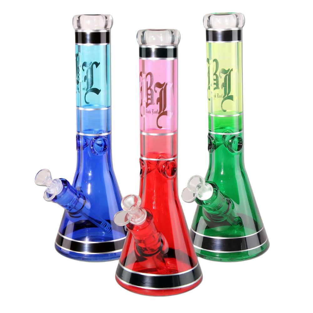 Black Leaf Beaker Base Ice Bong | 13.8 Inch