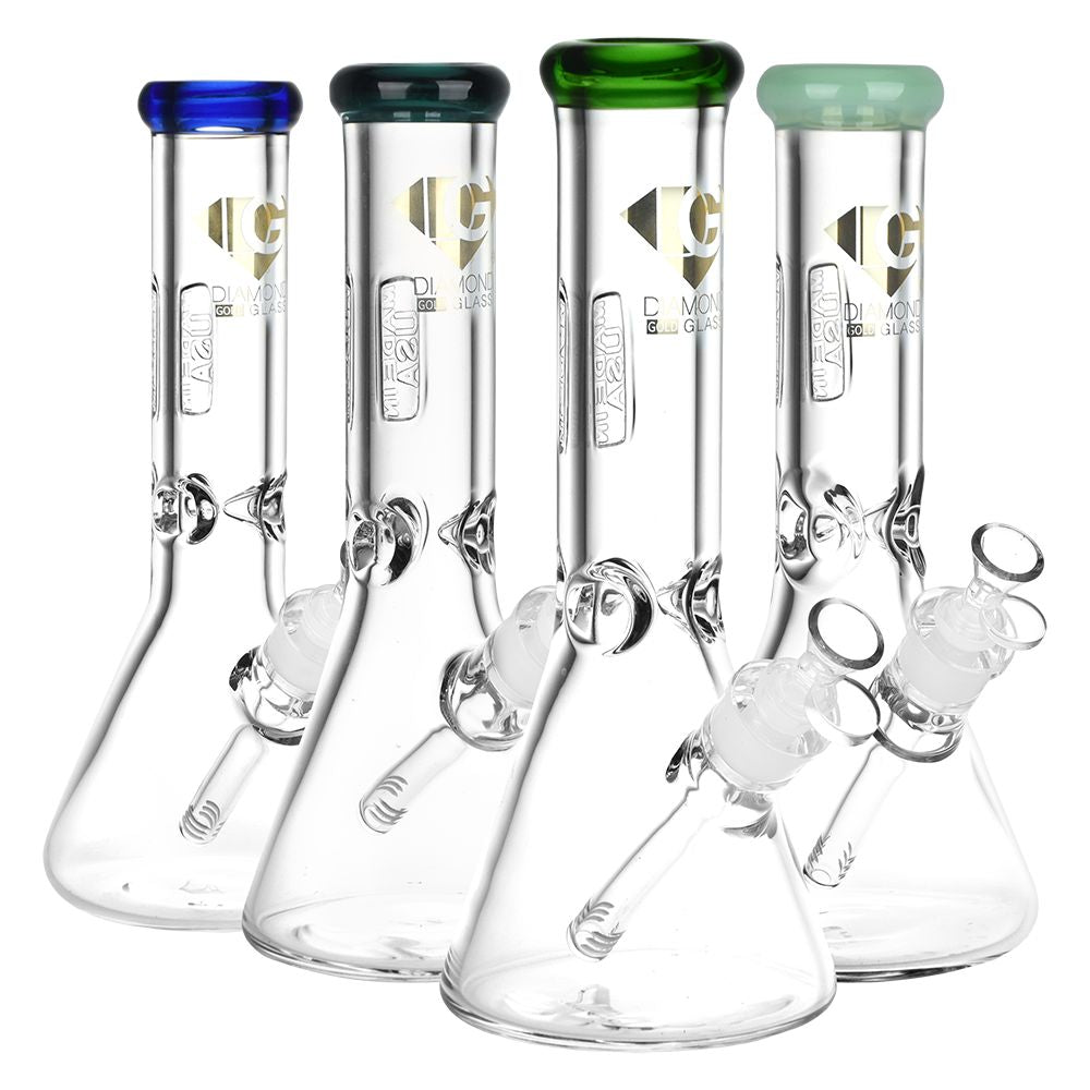 Diamond Glass | American Made Beaker Bong - 11.75" / 14mm F / Colors Vary