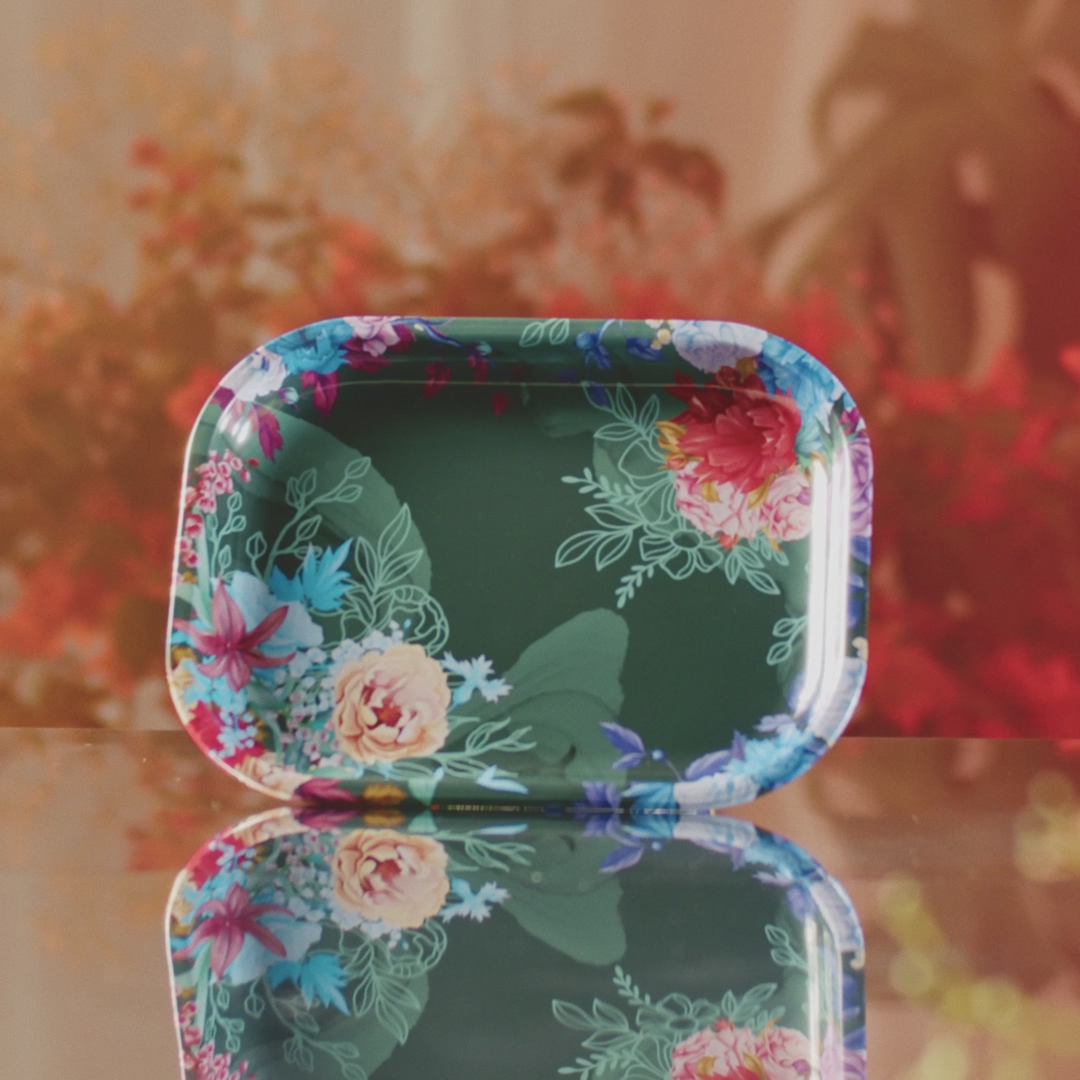 Load video: Famous Design Floral Lush Rolling Tray