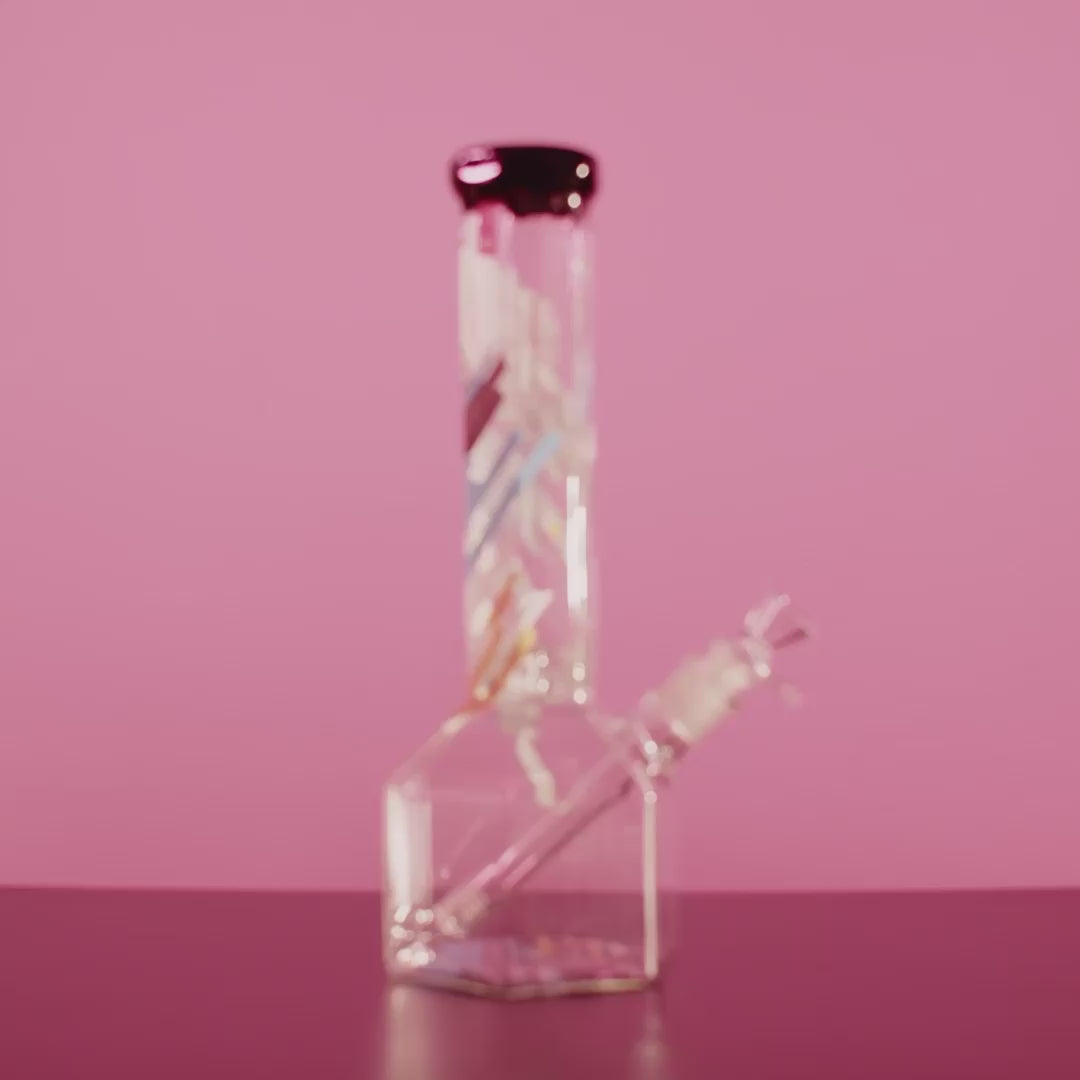 Load video: Famous Design Hexagon Bong | 12 Inch