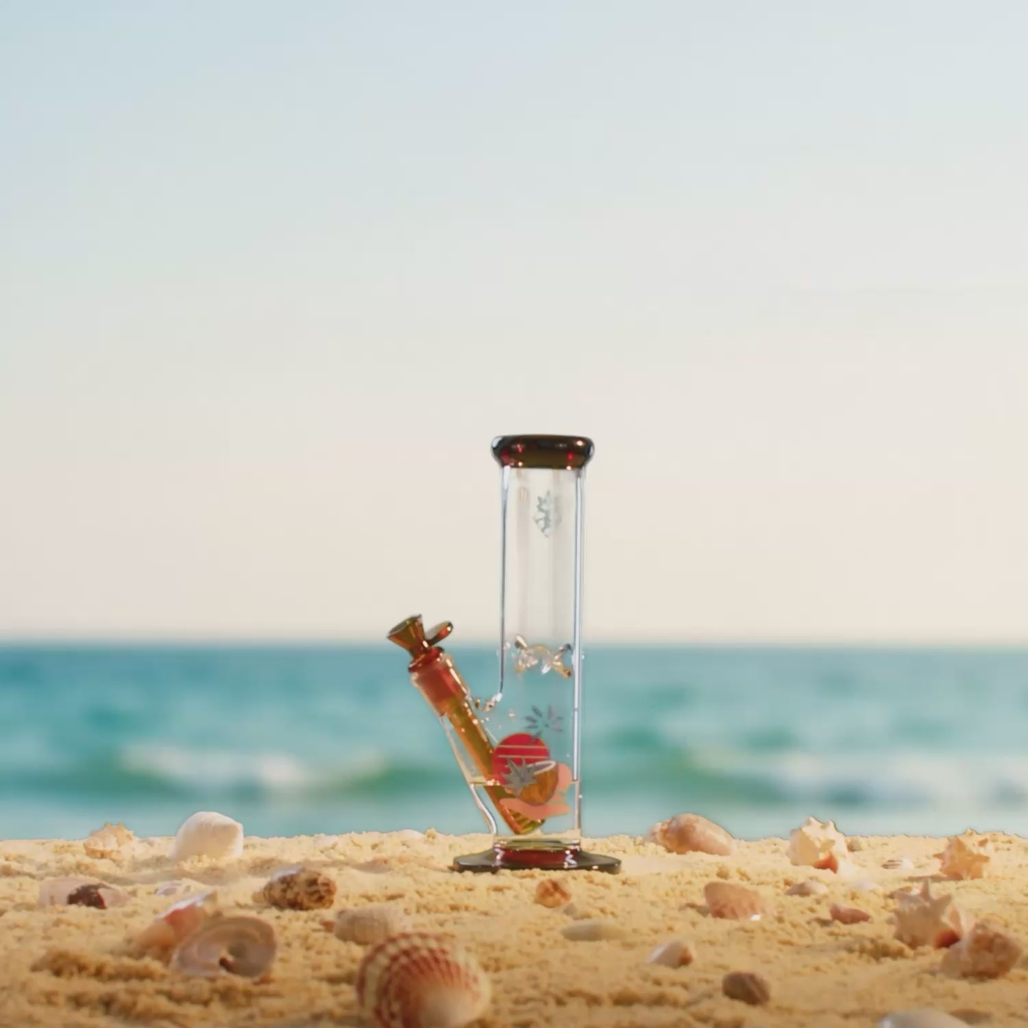 Load video: Cabana Cannabis Co. Coconut Water Pipe Amber - 10in