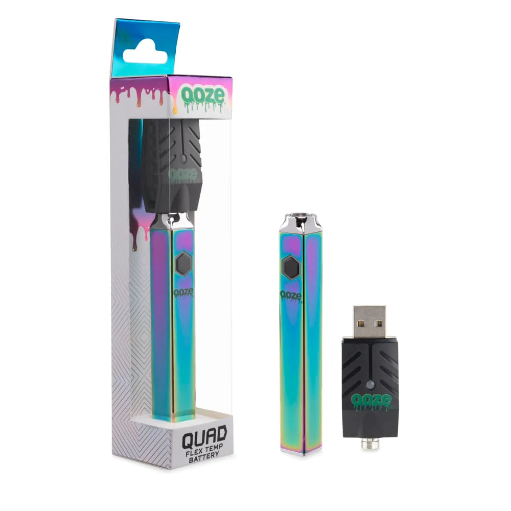 Ooze Quad Flex Temp Vape Pen 510 Battery | Rainbow | Full kit with box