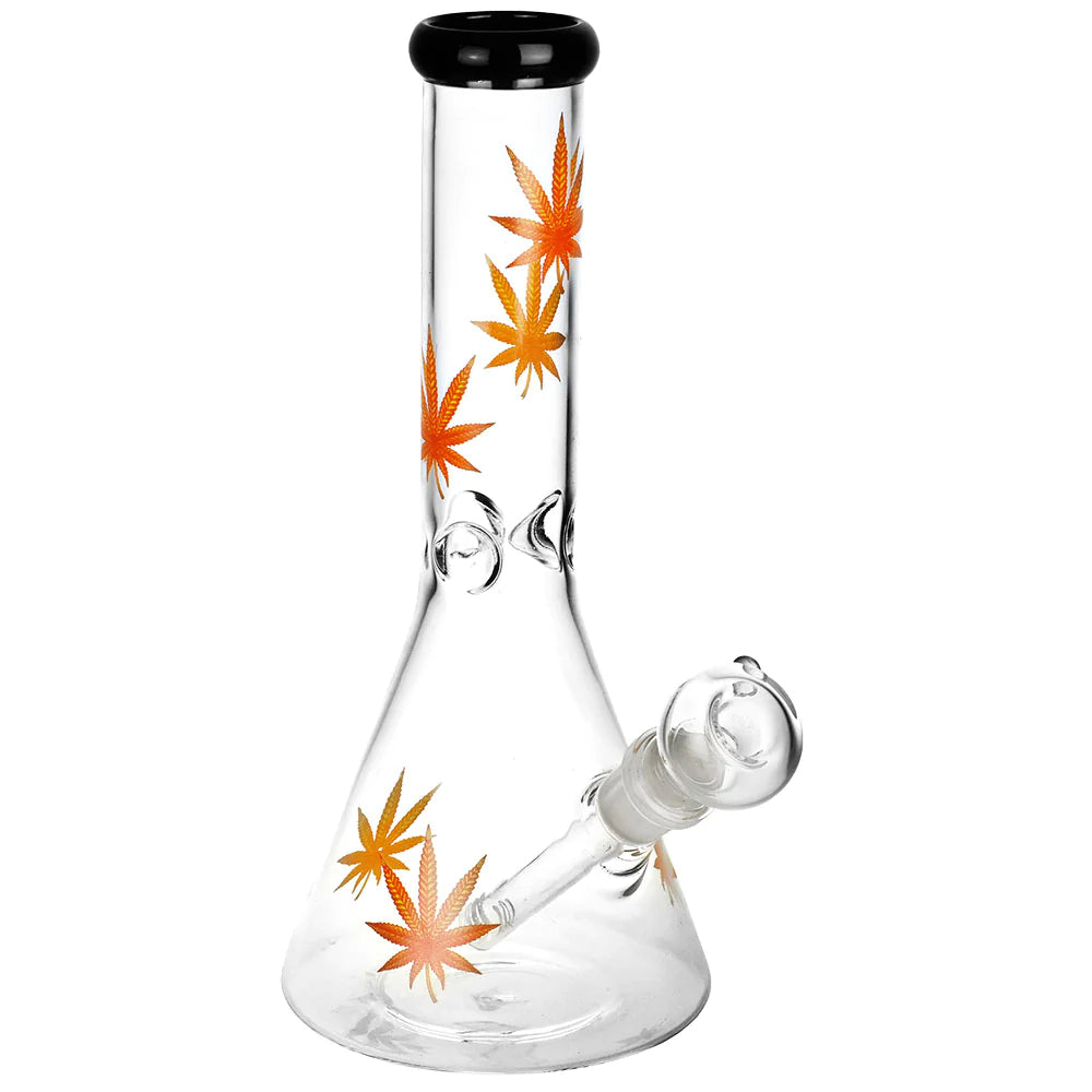 Sacre Bleu Leaf Print Beaker Glass Bong | random color 3