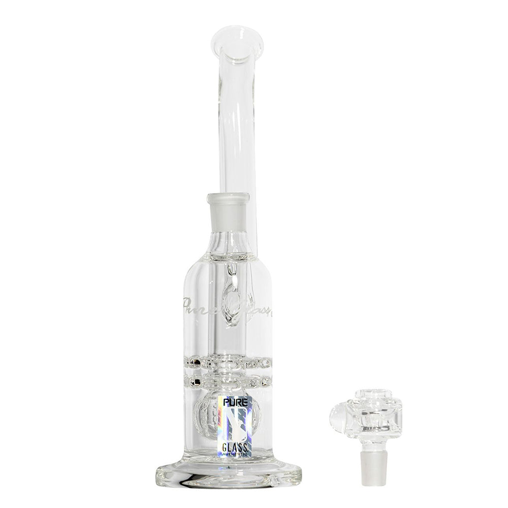 Pure Glass Torus Trumpet Bubbler With Triple Perc | 12 Inch | disassembled