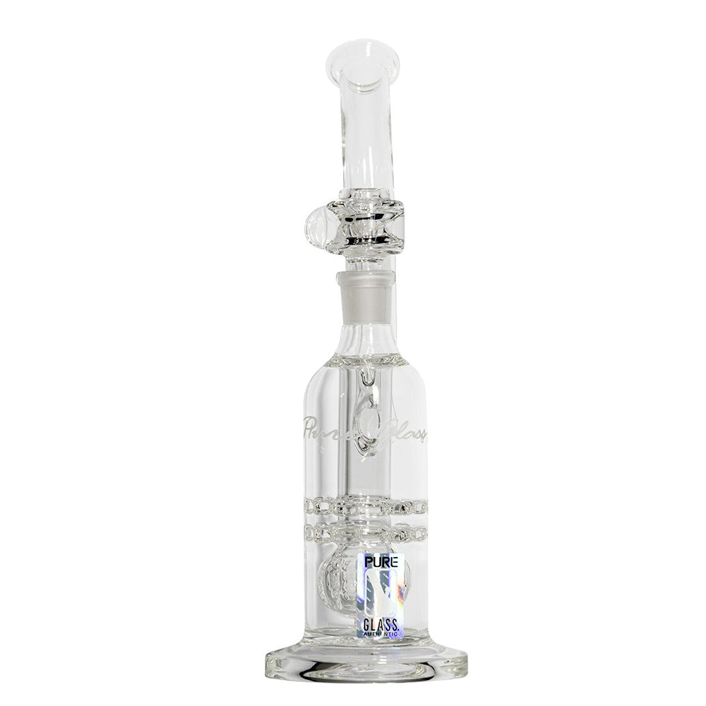 Pure Glass Torus Trumpet Bubbler With Triple Perc | 12 Inch | front view