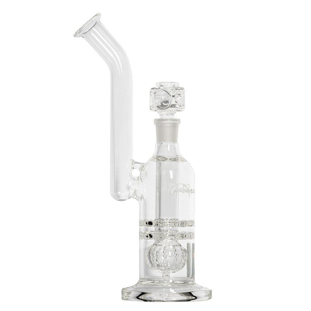 Pure Glass Torus Trumpet Bubbler With Triple Perc | 12 Inch | side view 3
