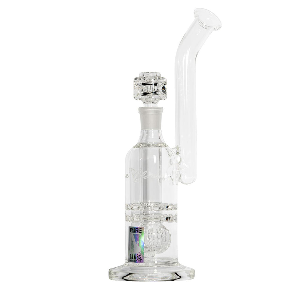 Pure Glass Torus Trumpet Bubbler With Triple Perc | 12 Inch | side view 4
