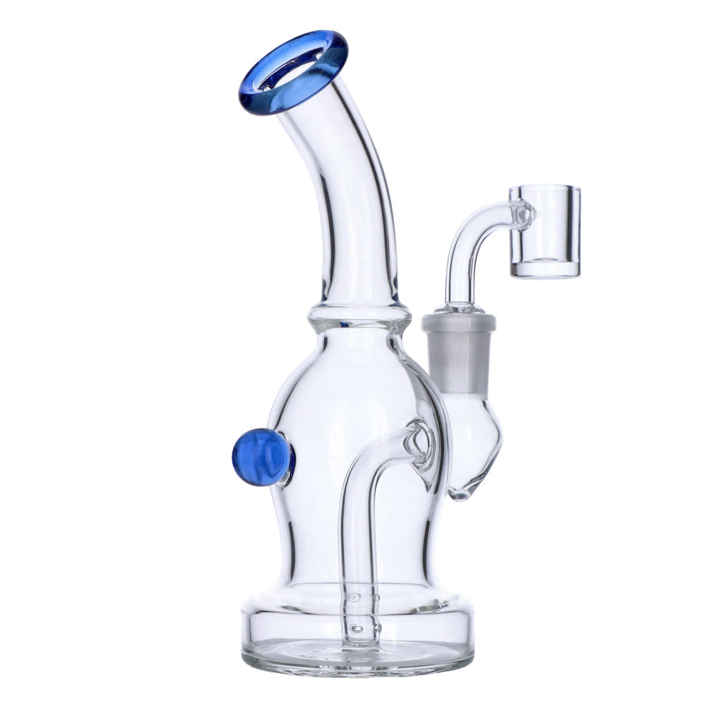 Dab Rig with Quartz Banger | 7 Inch | Blue | side view 4