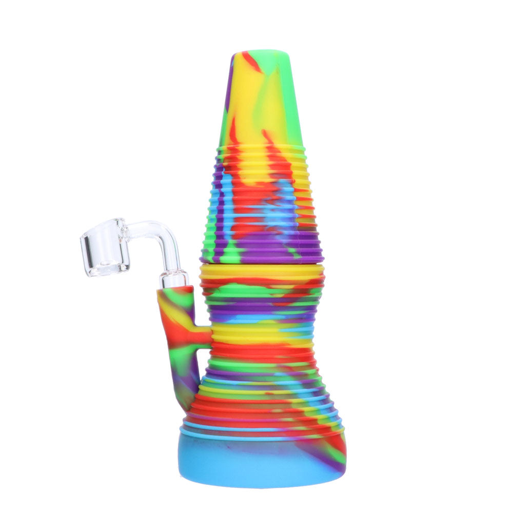 Silicone Dab Rig With Banger | Rainbow | side view 2