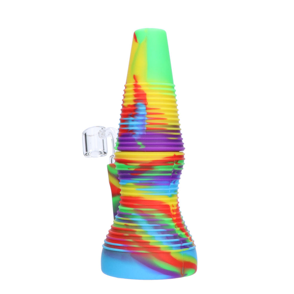 Silicone Dab Rig With Banger | Rainbow | side view 3