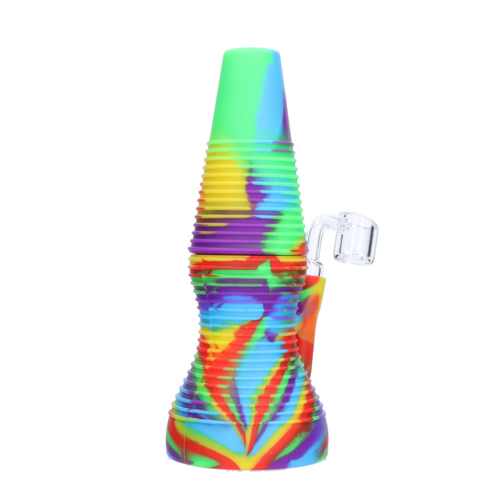 Silicone Dab Rig With Banger | Rainbow | side view 4