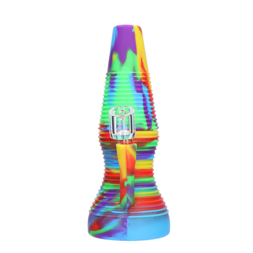 Silicone Dab Rig With Banger | Rainbow | front view