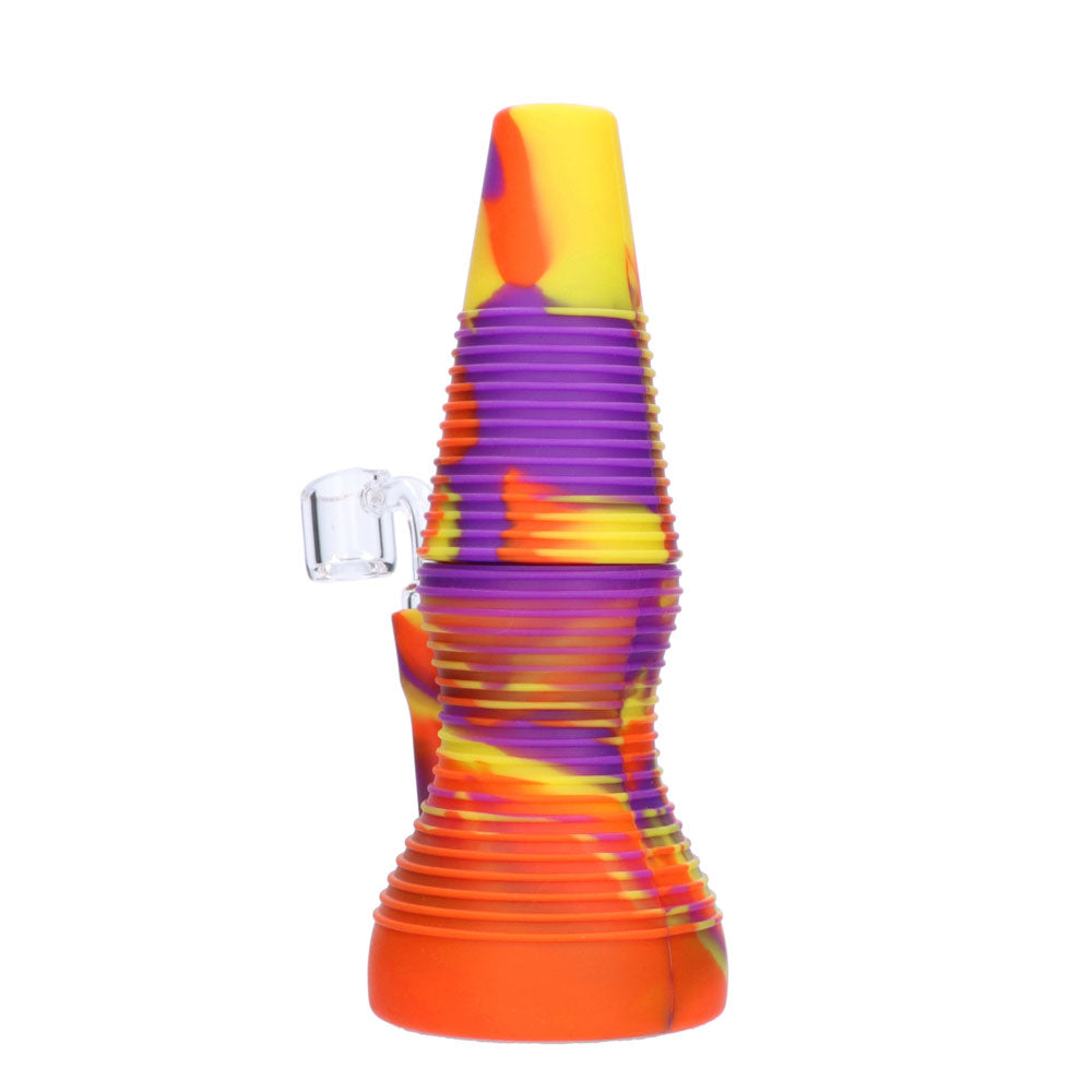 Silicone Dab Rig With Banger | Orange Yellow & Purple | side view 3