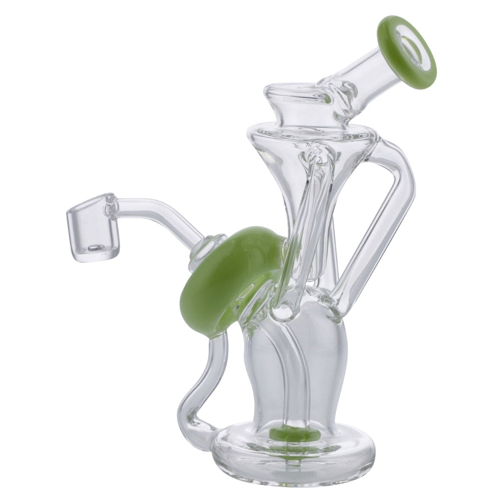 Bent Neck Power Button Recycler Dab Rig | Green