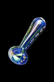 Blue Moonscape Iridescent Stripes & Spots Glass Pipe