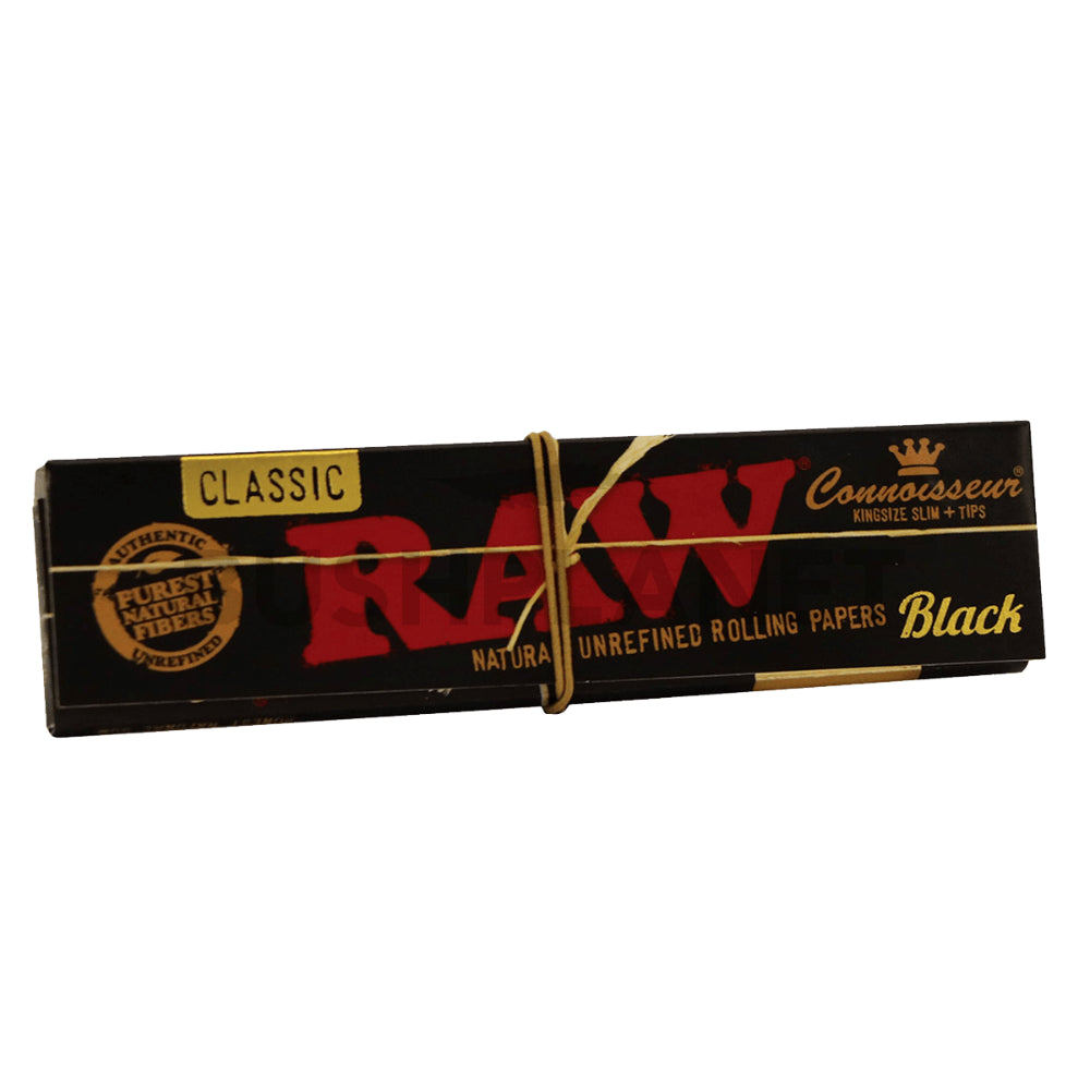 RAW Black Connoisseur with Tips | King Size Slim | Single Pack