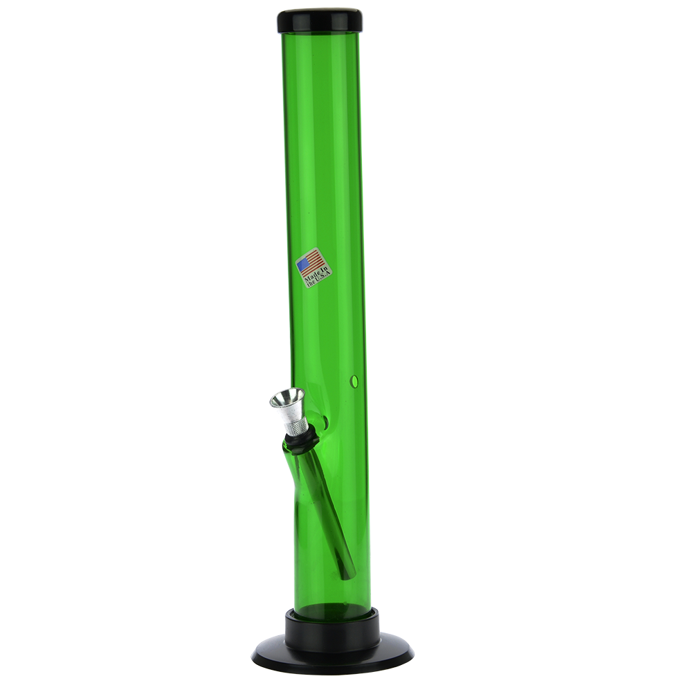 Acrylic Straight Tube Bong with Carb Hole | Green