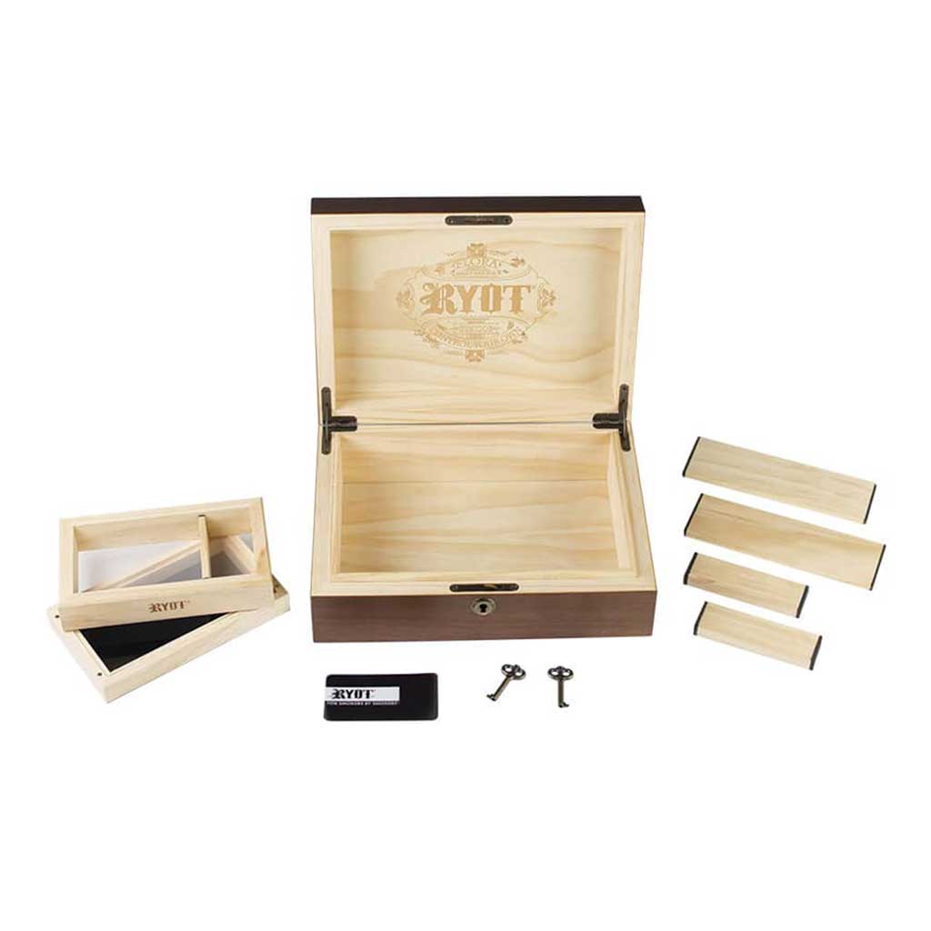 RYOT HUMIDOR WALNUT COMBO BOX (8X11) 4×7 inches
