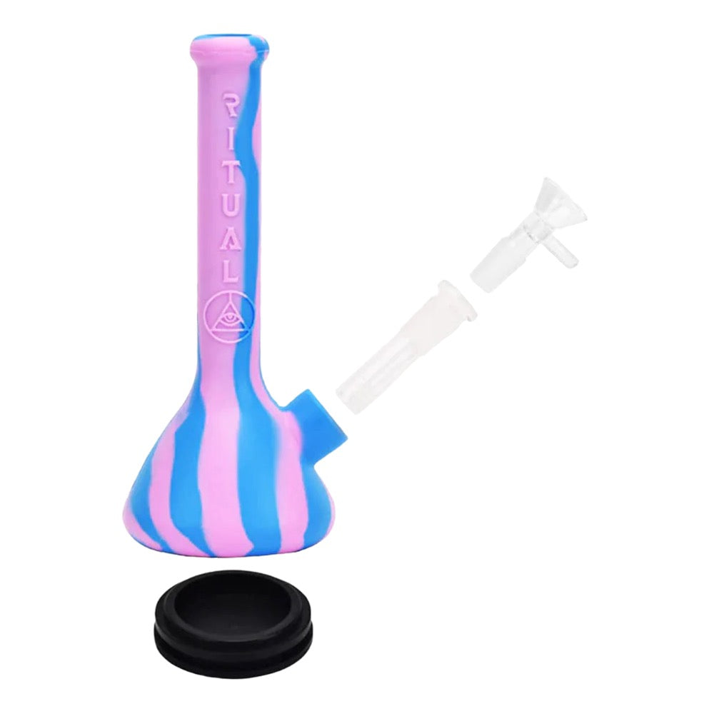 Ritual Deluxe Silicone Mini Beaker Bong | Cotton Candy | disassembled 