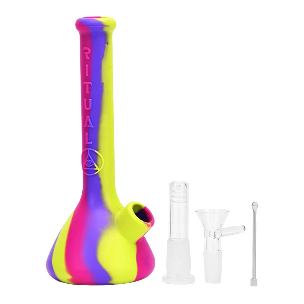 Ritual Deluxe Silicone Mini Beaker Bong | Pink/Yellow | disassembled 
