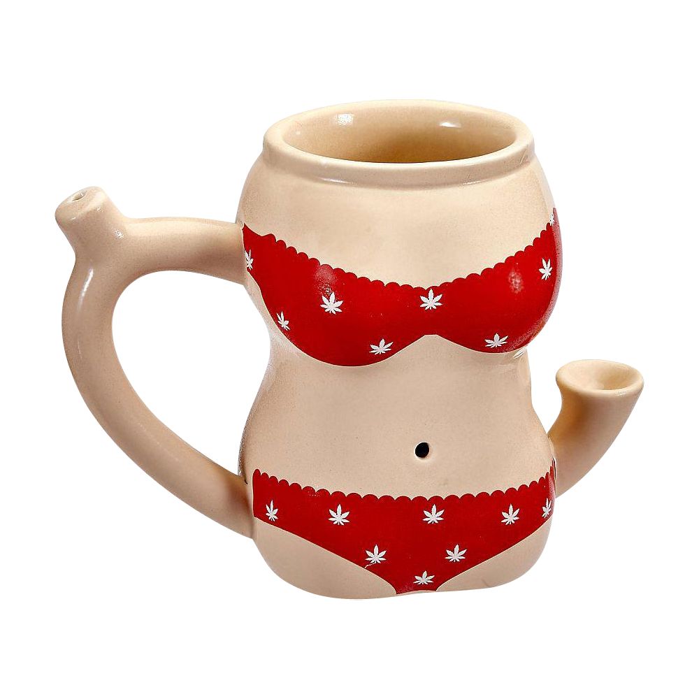 Roast & Toast Bikini Body Ceramic Pipe Mug | 10oz | Red