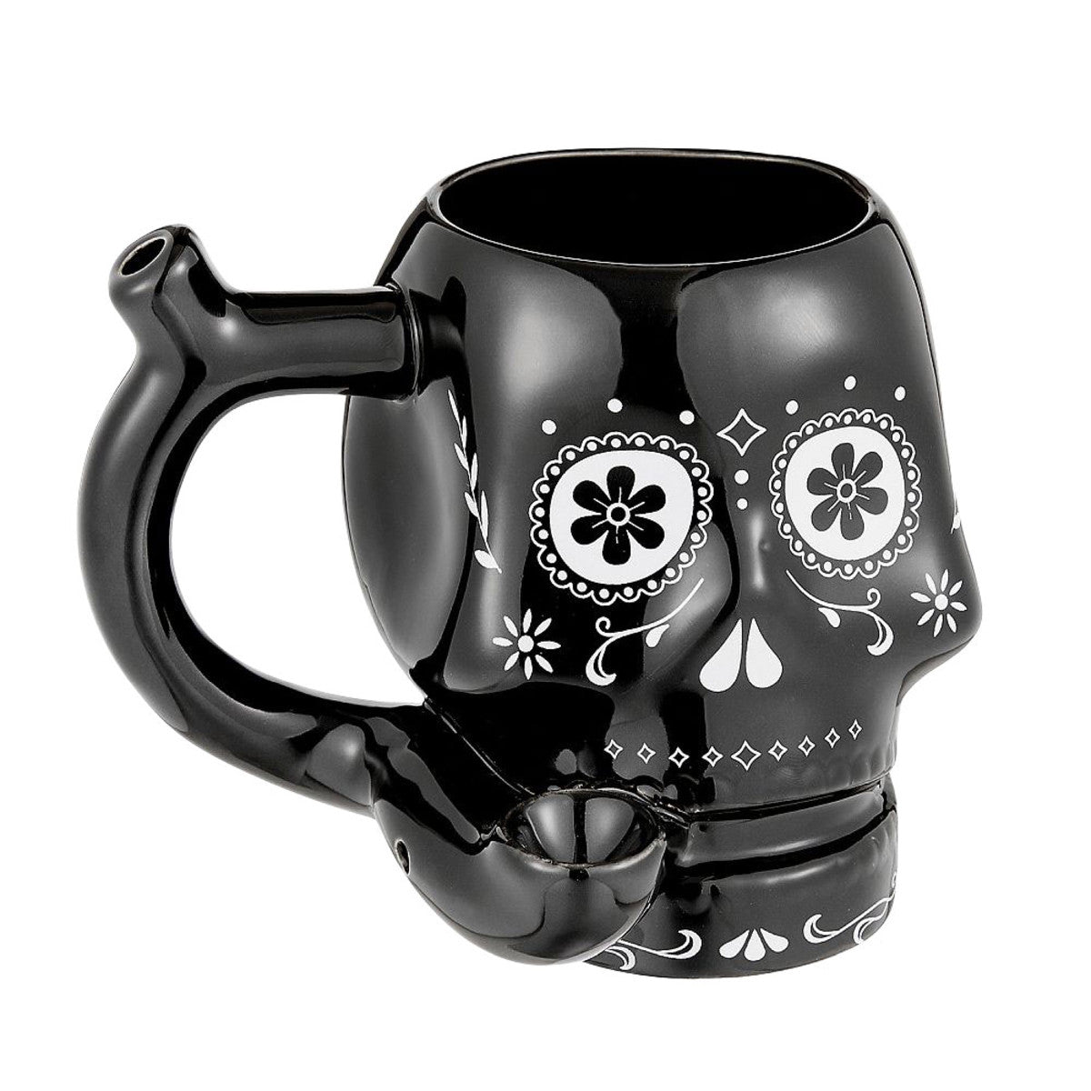 Roast & Toast Sugar Skull Ceramic Pipe Mug | 15oz | Black