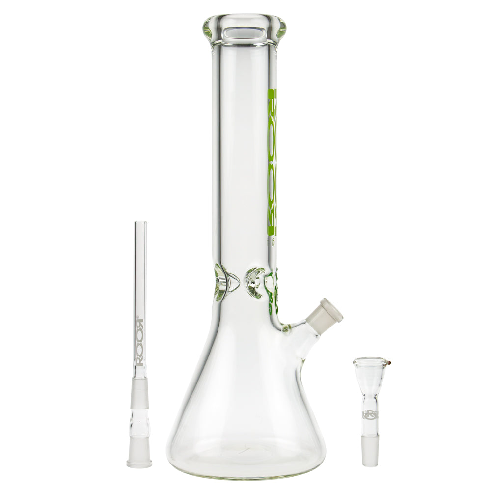 ROOR Little Sista Beaker Ice Bong 7.0mm Green logo | 35cm | 14.5mm - Downstem and Herb Bowl Included 
