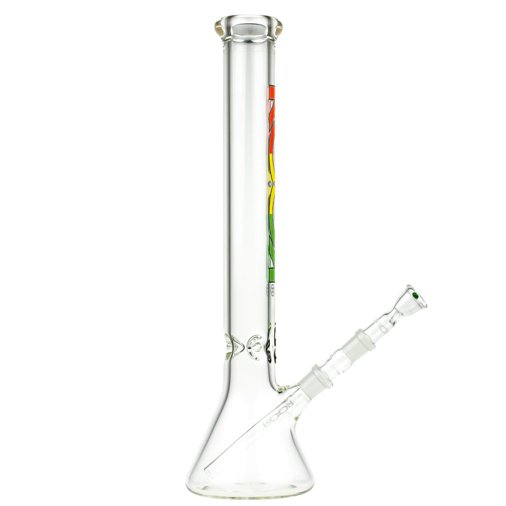 ROOR Little Sista Beaker Base 7mm Glass Ice Bong | Rasta | 45cm - Side View 6
