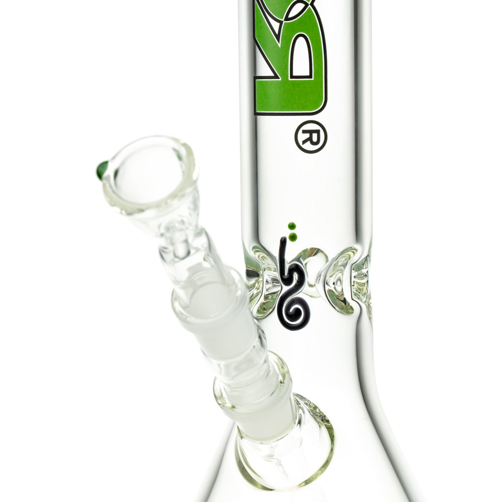 ROOR Little Sista Beaker Base 7mm Glass Ice Bong | Rasta | 45cm - Ice Notches