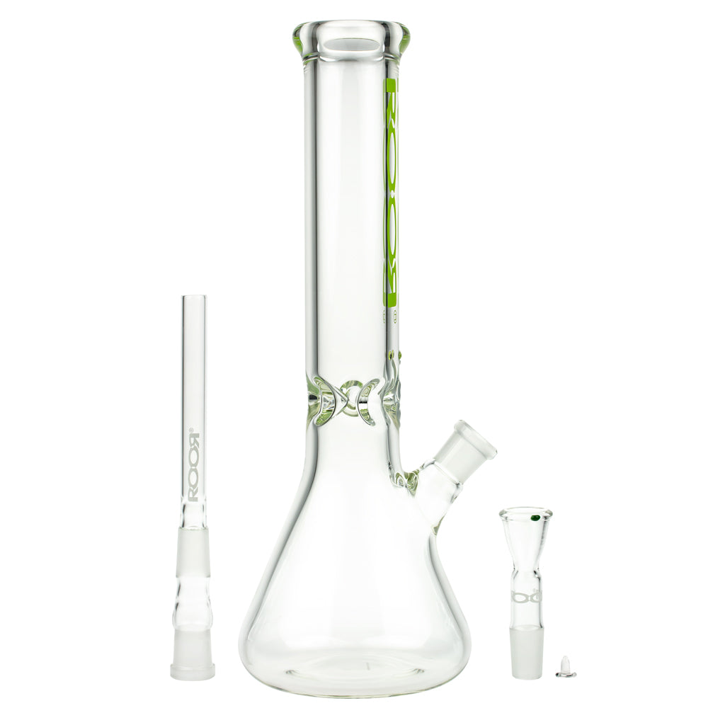 ROOR Little Sista Beaker Ice Bong 7.0mm Green logo | 35cm | 18.8mm - Downstem and Bowl Included 