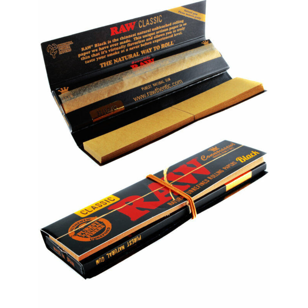 RAW Black Connoisseur with Tips | King Size Slim | Single Pack | Open