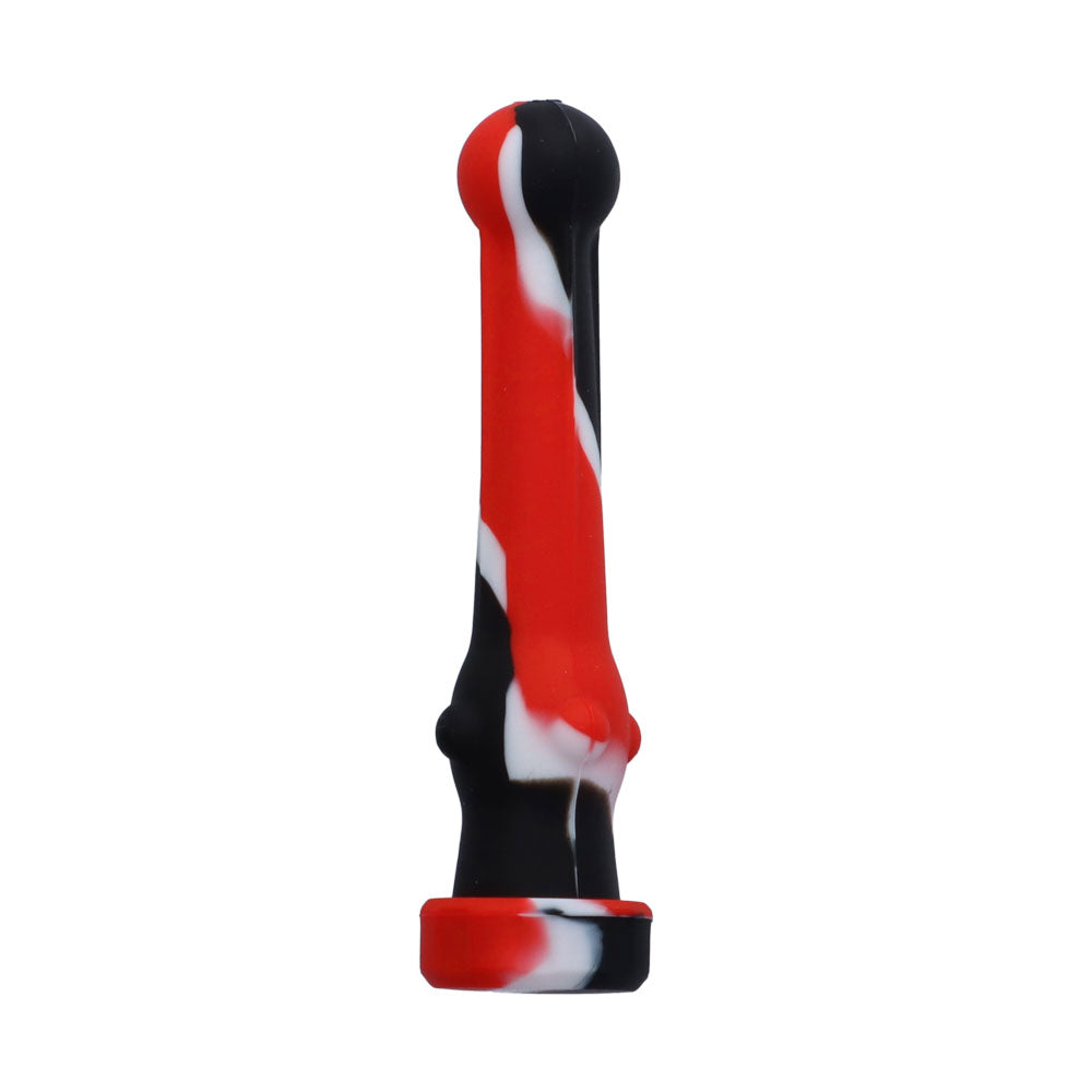 Silicone hand Pipe with Glass Bowl | Random Color | 4.5 Inch | Red/Black