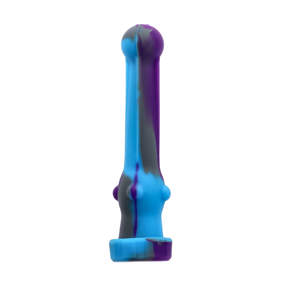 Silicone hand Pipe with Glass Bowl | Random Color | 4.5 Inch | Blue/Grey