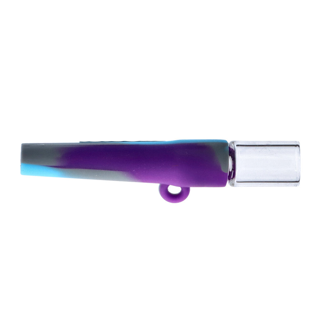 Silicone One Hitter Pendant Hand Pipe with Insert Glass Bowl | Purple/Grey/Blue