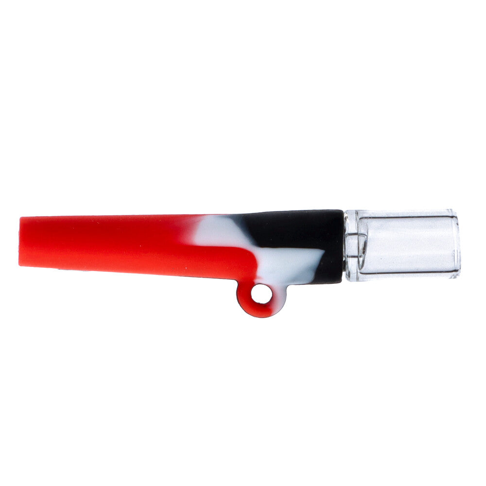Silicone One Hitter Pendant Hand Pipe with Insert Glass Bowl | Red/White/Black