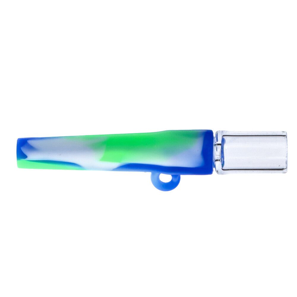 Silicone One Hitter Pendant Hand Pipe with Insert Glass Bowl | Blue/Green/White