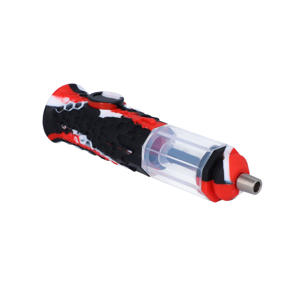 Silicone Nectar Collector Bubbler with Built-In Stash Container | Black/red/white
