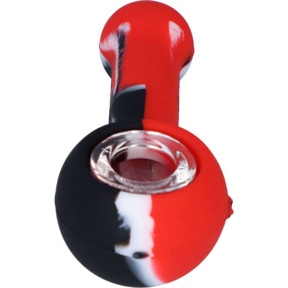 Silicone Spoon Pipe with Glass Bowl | 4.5 Inch | Red | front view