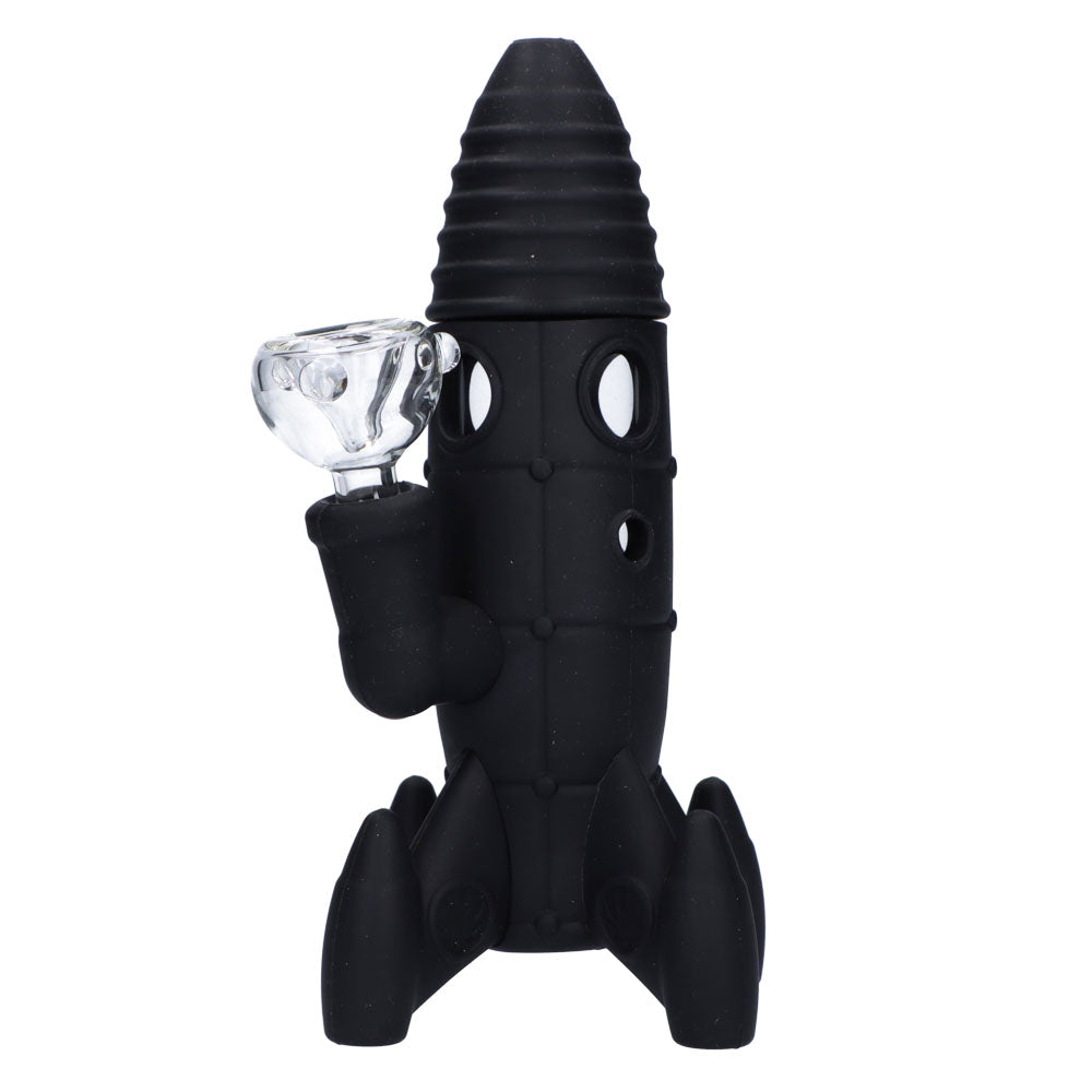 Silicone Rocket Bong with Glass Bowl | Random Color | 7.5 Inch | Black