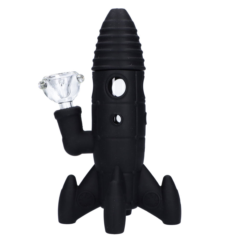 Silicone Rocket Bong with Glass Bowl | Random Color | 7.5 Inch | Black - Side View