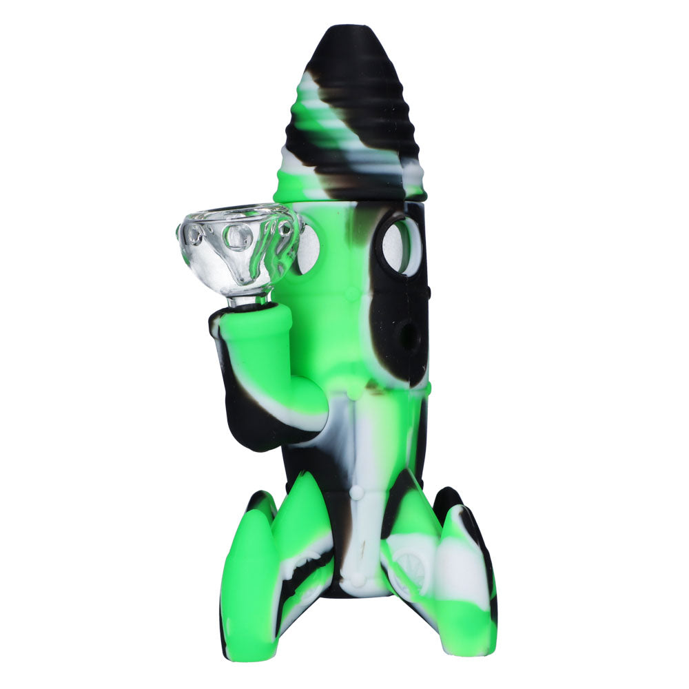 Silicone Rocket Bong with Glass Bowl | Random Color | 7.5 Inch | Black/green/white