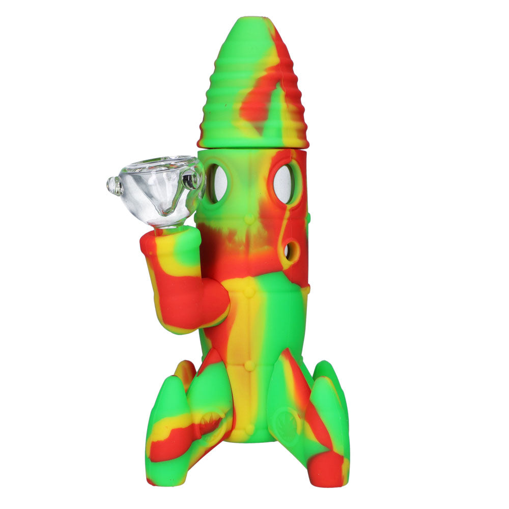 Silicone Rocket Bong with Glass Bowl | Random Color | 7.5 Inch | Rasta